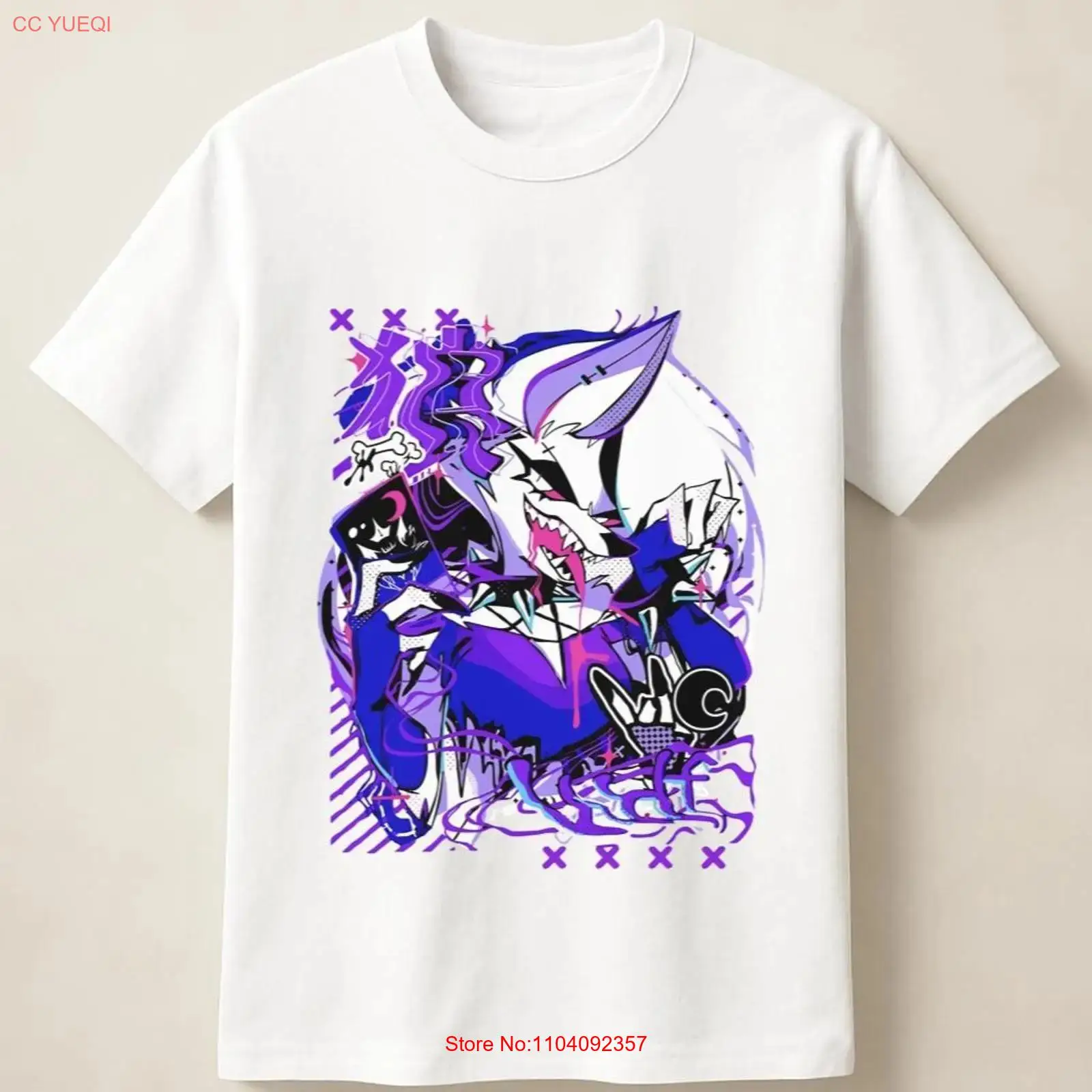 Vintage Fashion Illustrations - Purple Anime Wolf in Graffiti Poster