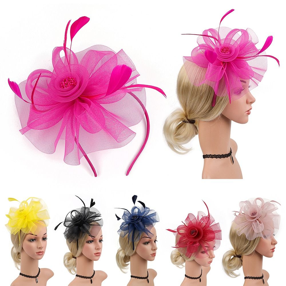 Vintage Fashion Hats - Feathers Ribbon Fascinator Hats Vintage Mesh