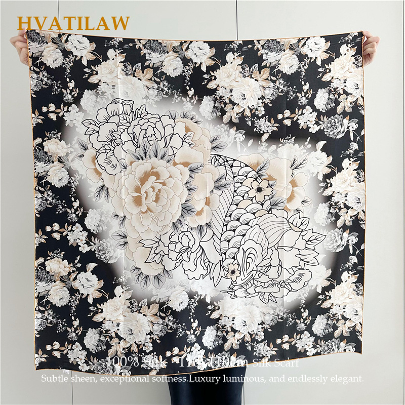 French Vintage Fashion - Classic 100% Pure Silk Shawl 110x110cm