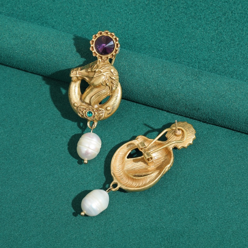 Vintage Purple Crystal Horse H - Vintage Fashion Jewelry Brands review and price