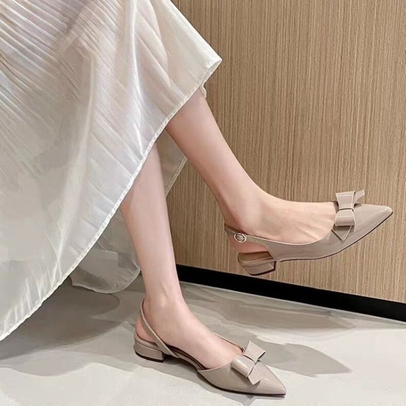 Bow Gentle Medium Heel Baotou  - French Vintage Fashion review and price