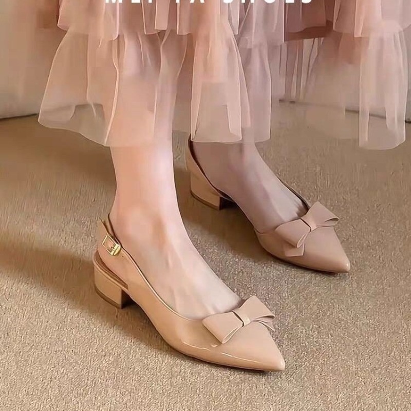 Bow Gentle Medium Heel Baotou  - French Vintage Fashion review and price