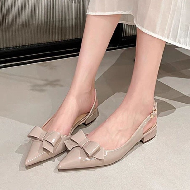 Bow Gentle Medium Heel Baotou  - French Vintage Fashion review and price