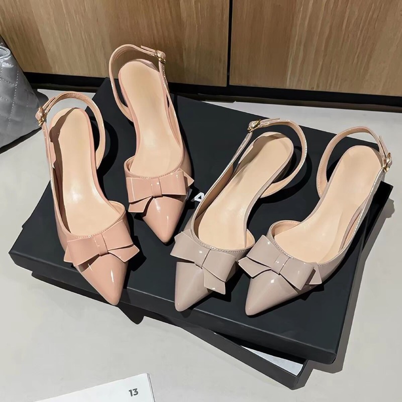 Bow Gentle Medium Heel Baotou  - French Vintage Fashion review and price