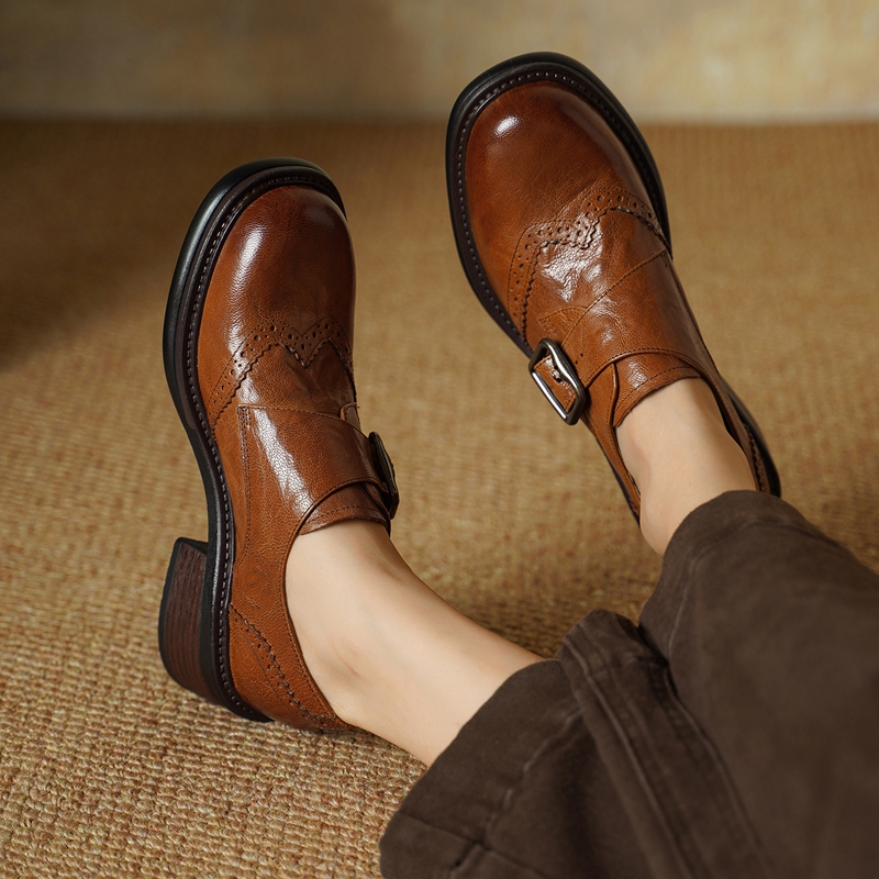 2027 New Buckle Brogue Shoes f - Vintage Style Women Fashion review and price
