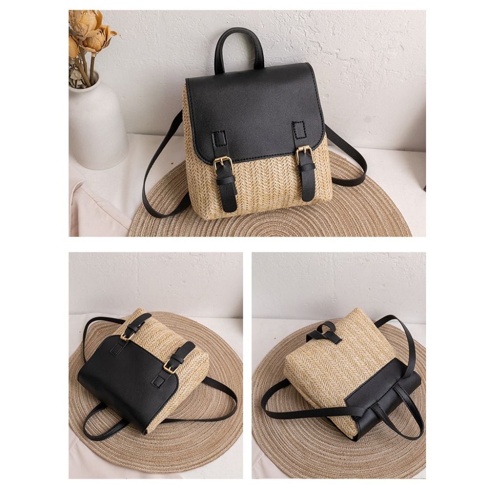 Versatile Bag PU Leather Straw - Vintage Fashion Looks review and price