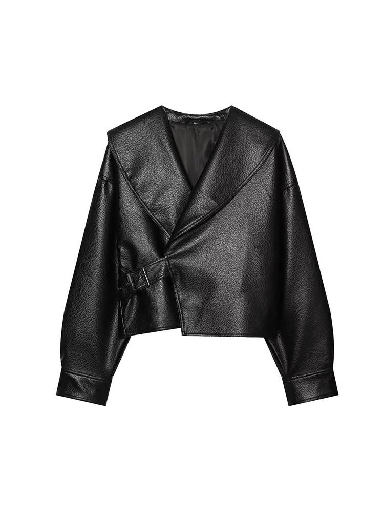 Women Short PU Leather With La - Vintage Fashion Retro Outfit review and price