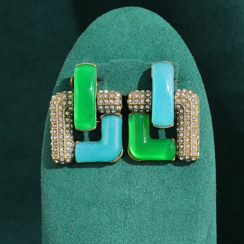 Vintage Blue Glass Green Geome - Vintage Fashion Jewelry Brands review and price