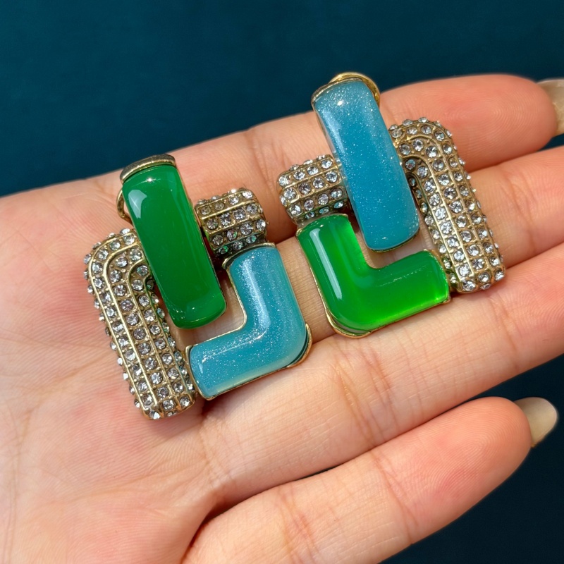 Vintage Blue Glass Green Geome - Vintage Fashion Jewelry Brands review and price