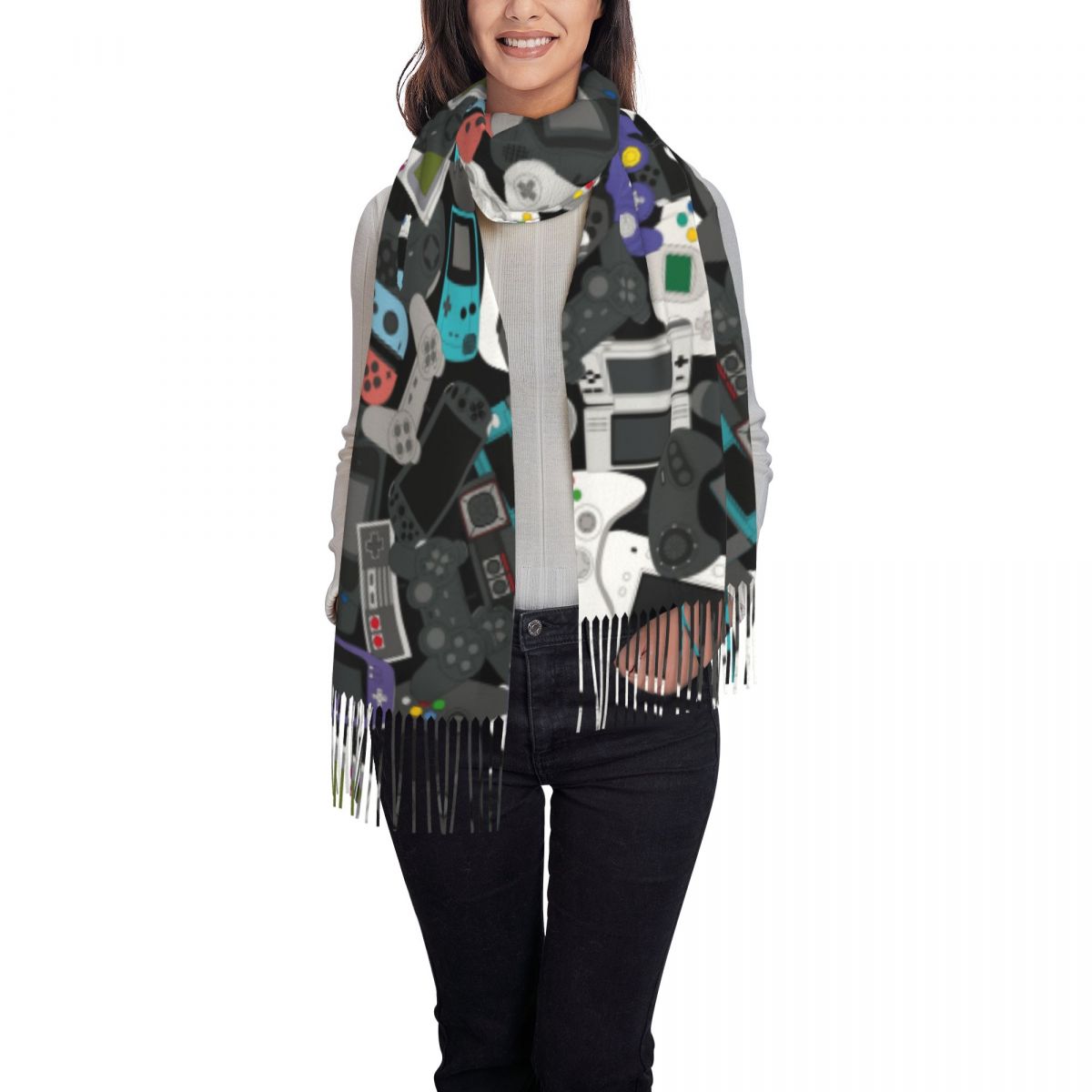 Gamer Controller Tassel Scarf  - Vintage Fashion Videos review and price