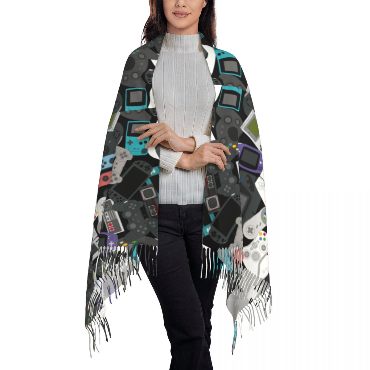 Gamer Controller Tassel Scarf  - Vintage Fashion Videos review and price