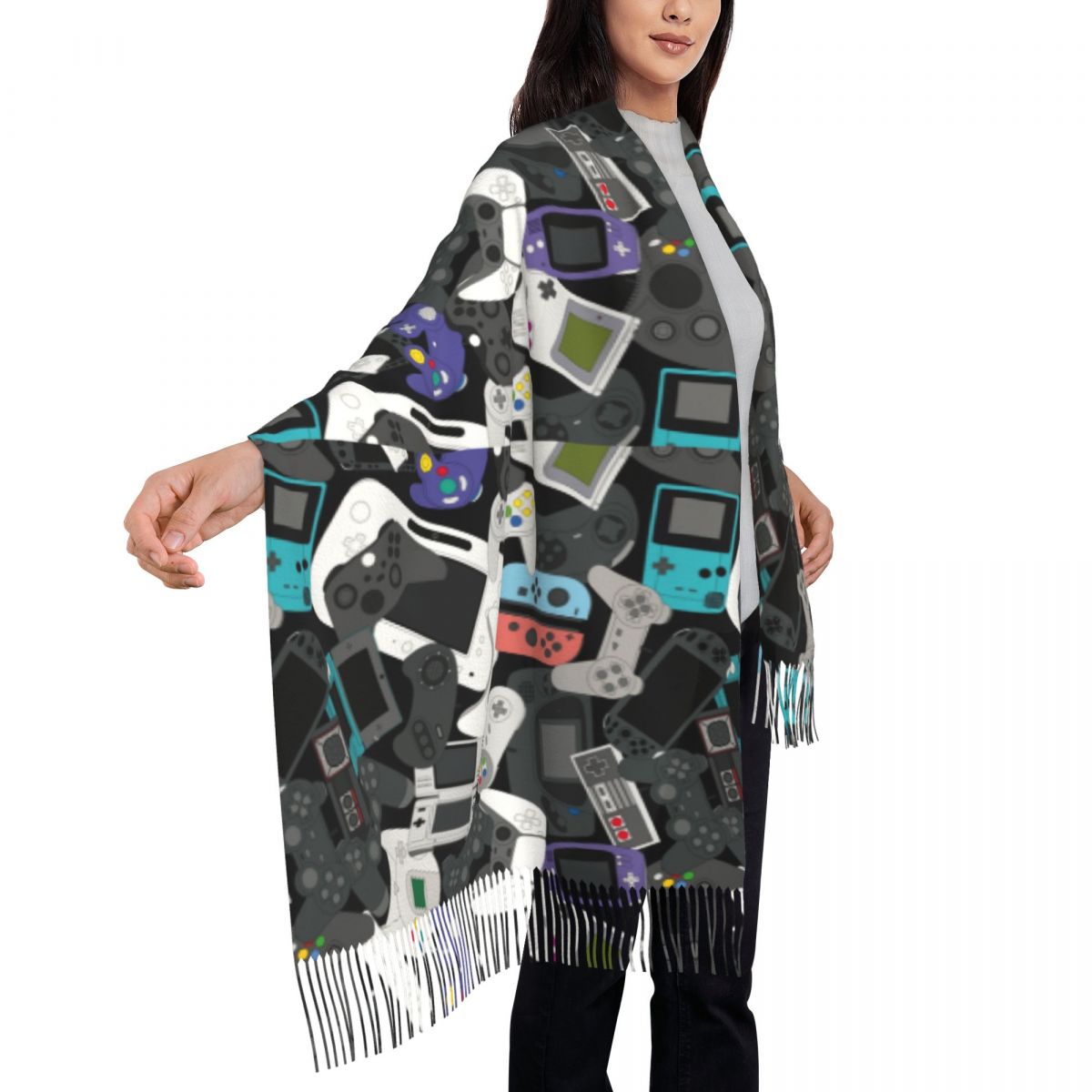 Gamer Controller Tassel Scarf  - Vintage Fashion Videos review and price