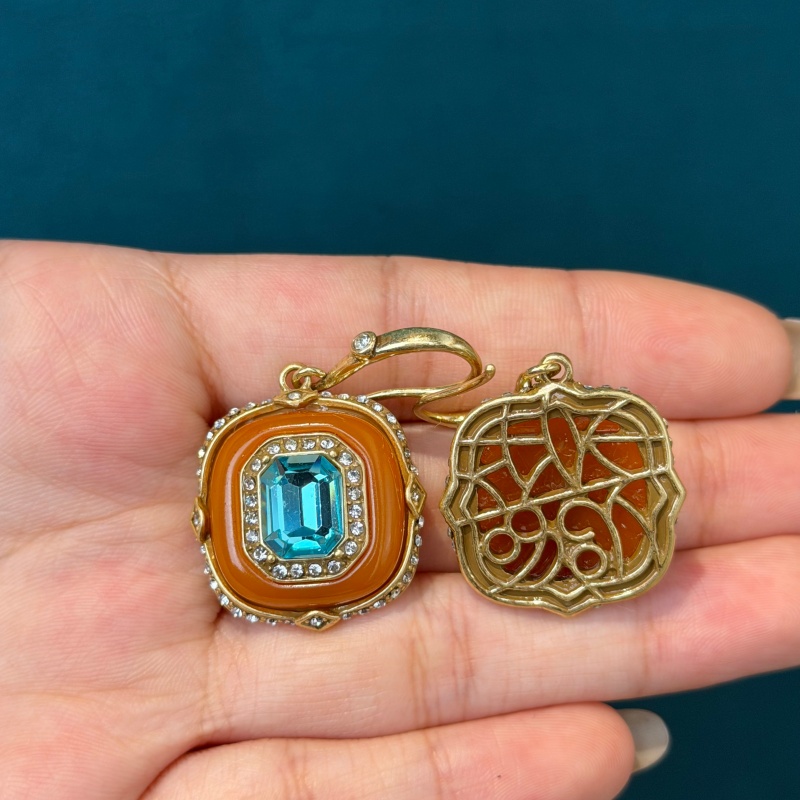 Vintage Blue Crystal Orange Gl - Vintage Fashion Jewelry Brands review and price