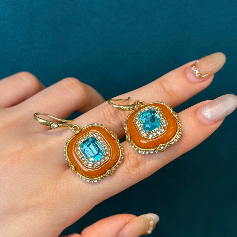 Vintage Blue Crystal Orange Gl - Vintage Fashion Jewelry Brands review and price