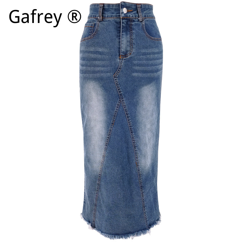 Women Denim Midi Skirt High Wa - Vintage Fashion Streetwear review and price