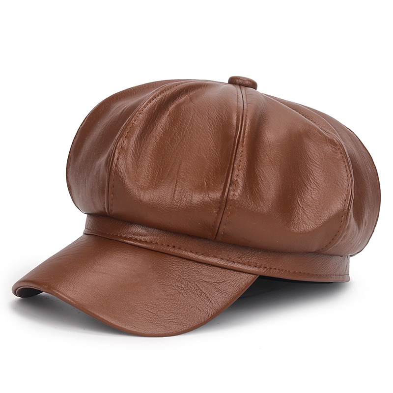 Winter Black PU Leather Hat fo - Vintage Fashion Hats review and price