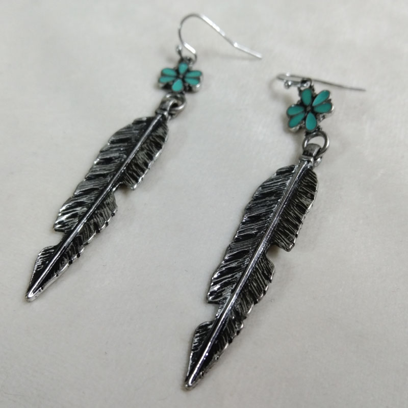 Antique Silver Feather Drop Ea - Vintage Fashion Jewelry Brands review and price
