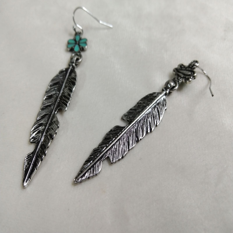 Antique Silver Feather Drop Ea - Vintage Fashion Jewelry Brands review and price
