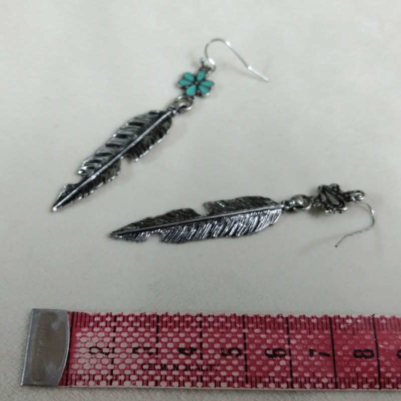 Antique Silver Feather Drop Ea - Vintage Fashion Jewelry Brands review and price