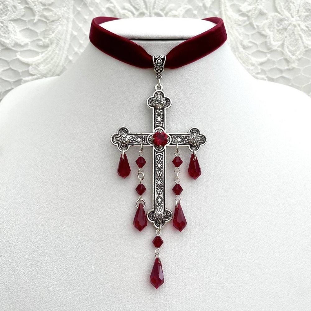 Retro Style Large Cross Pendan - Vintage Fashion Retro Outfit review and price