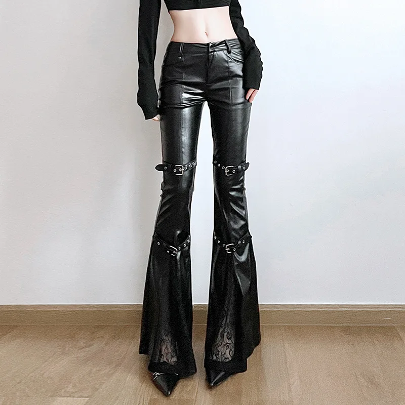 Women's PU Leather Flare Pants - Vintage Fashion Streetwear review and price