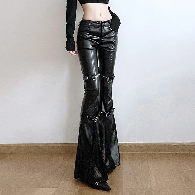 Women's PU Leather Flare Pants - Vintage Fashion Streetwear review and price