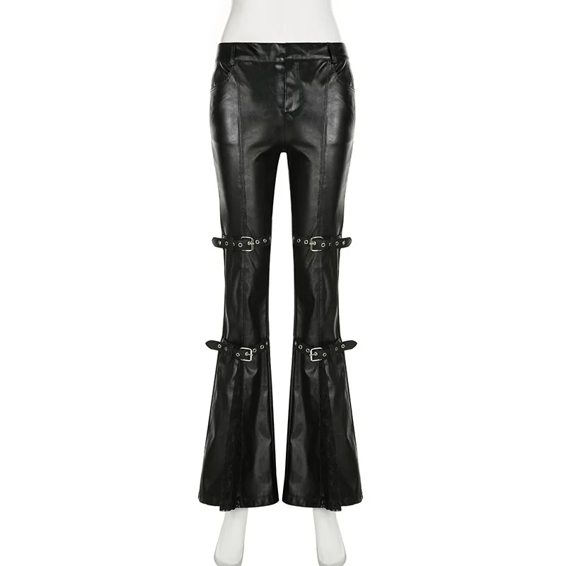 Women's PU Leather Flare Pants - Vintage Fashion Streetwear review and price