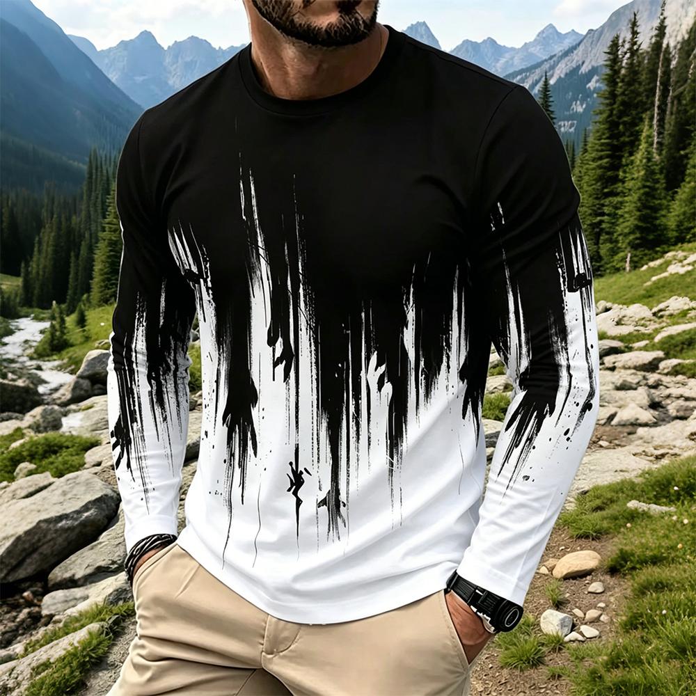 Men's Gradient Ink Splash Long - Vintage Fashion Streetwear review and price