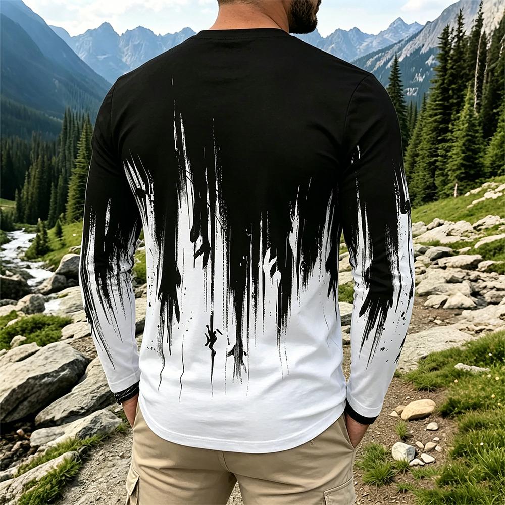 Men's Gradient Ink Splash Long - Vintage Fashion Streetwear review and price