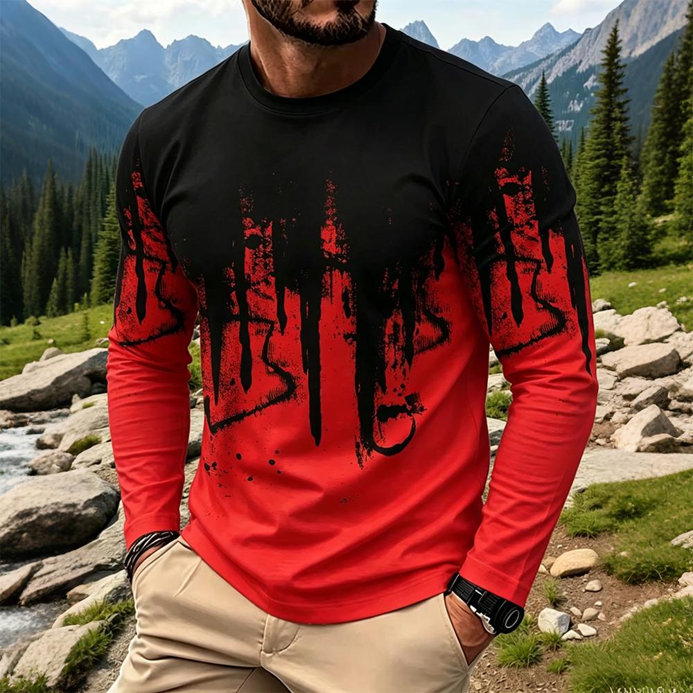 Men's Gradient Ink Splash Long - Vintage Fashion Streetwear review and price